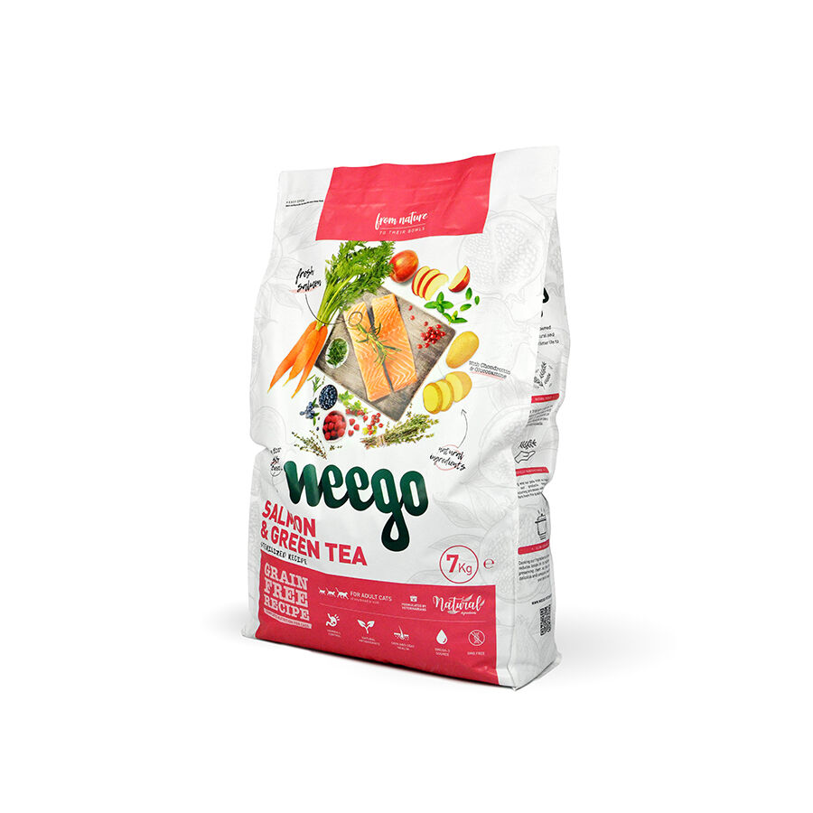 Weego Pienso para Gatos Esterilizados Weego sabor Salmón y Té Verde