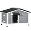 PawHut Caseta para Perros de Madera 97x72x65 cm Casita para Mascotas con Techo Asfáltico Abatible 2 Ventanas Puerta con Cortina y Base Extraíble Gris., , large indicador imagen numero 1