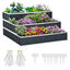 Outsunny Huerto Urbano de 3 Niveles de Jard&iacute;n Acero 118x118x62 cm Arriate de Escalera para Cultivos Plantas Flores para Terraza Exterior Gris, , large indicador imagen numero 1