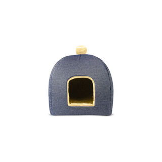 Gauty Cama Denim y pelo azul y beige para Perros y Gatos
