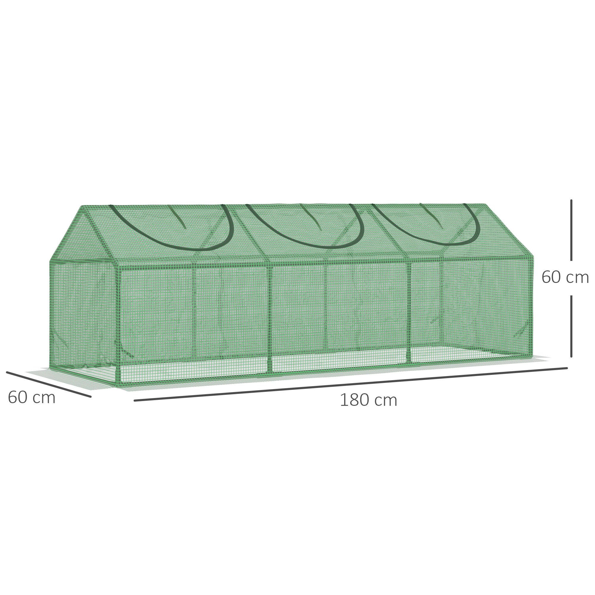 Outsunny Invernadero de Terraza 180x60x60 cm Caseta de Jard&iacute;n Acero con 3 Ventanas Enrollables Vivero Casero para Cultivo de Plantas Verduras Flores Verde, , large Imagen numero 3