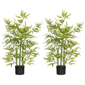 HOMCOM Bambús Artificiales Verde para hogar