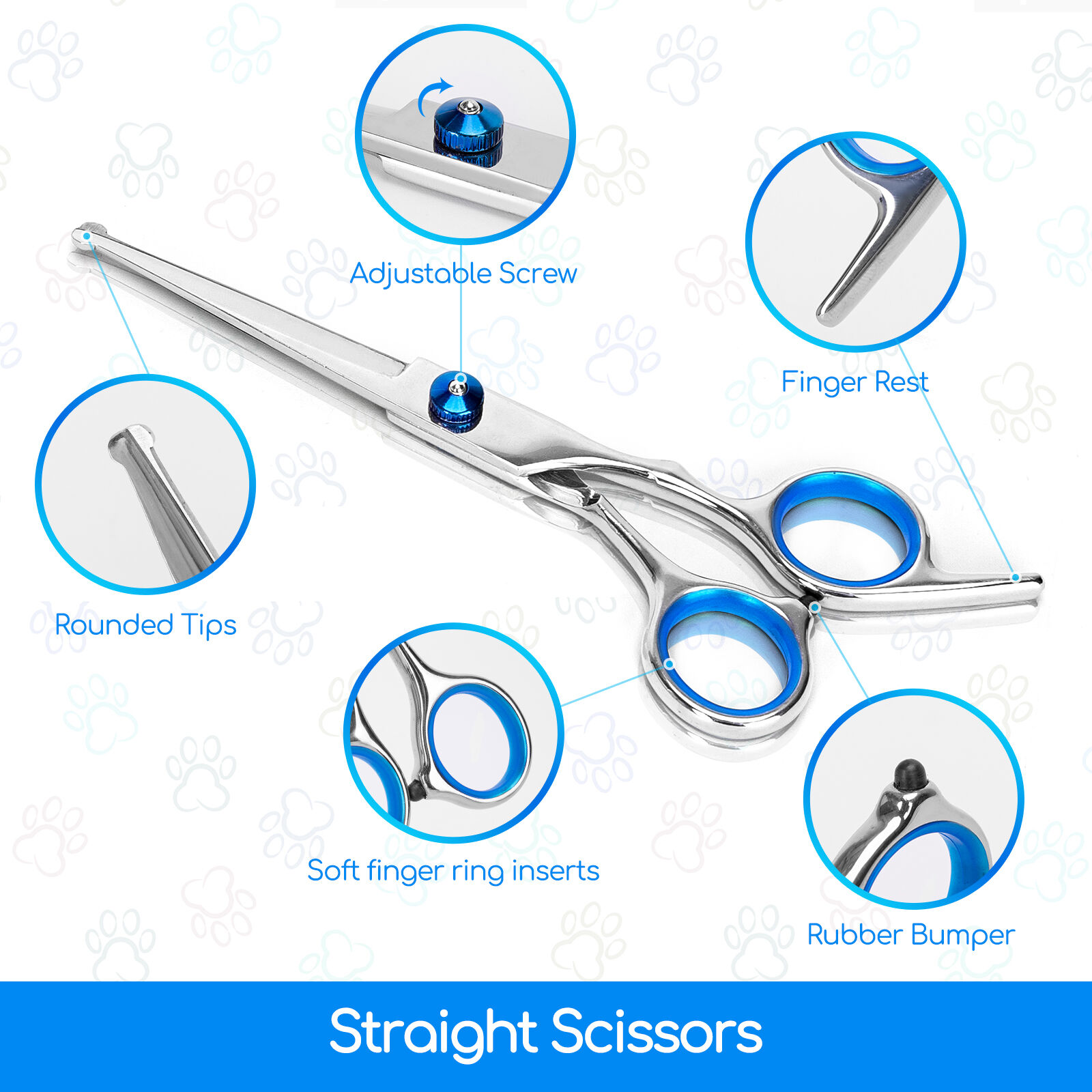 Nobleza Tijeras para Perros, 4 Piezas Tijeras Peluqueria Canina Profesional de Acero Inoxidable, Tijeras para Perros con Puntas Redondas  para Aseo Mascotas Bricolaje, , large Imagen numero 2