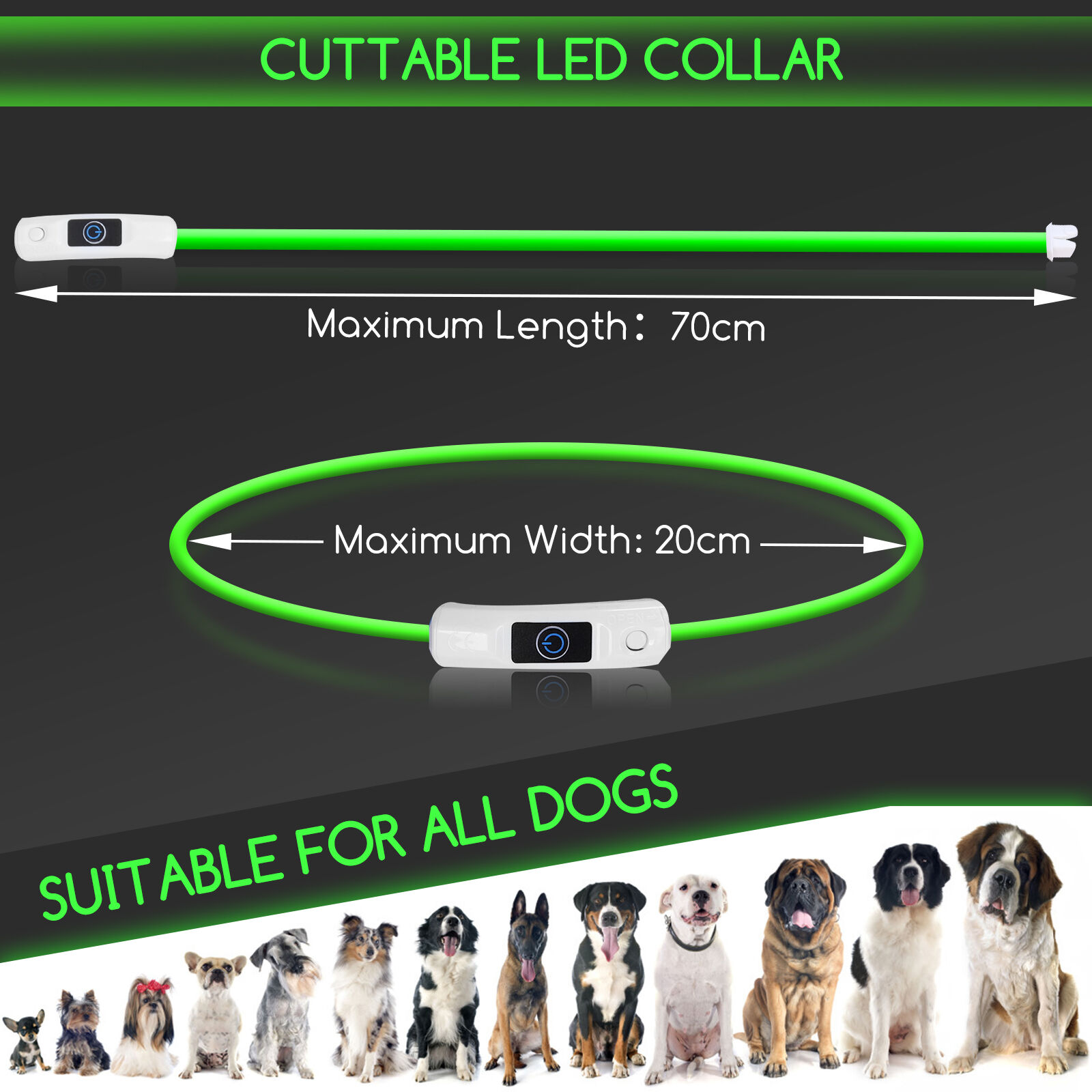Nobleza collar luminoso recargable con usb para perros thumbnail