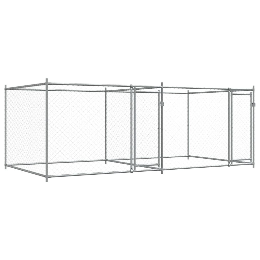 vidaXL Jaula de perros con puertas acero galvanizado gris 8x2x1,5 m, , large Imagen numero 19
