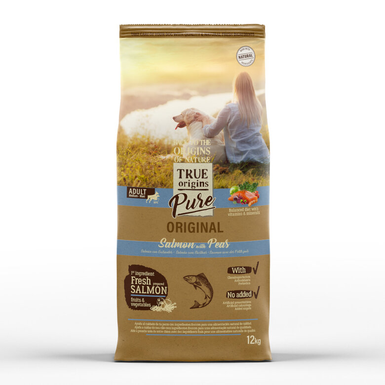 3 kg True Origins Pure Adult Medium Maxi Salmón pienso para perros