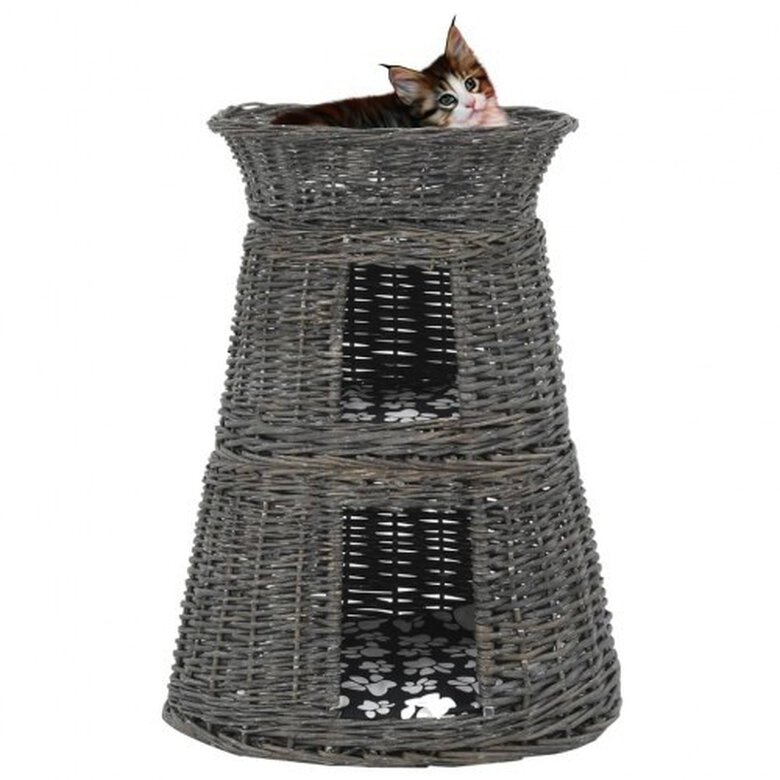 Cesta con cojines de sauce para gatos color Gris, , large image number null