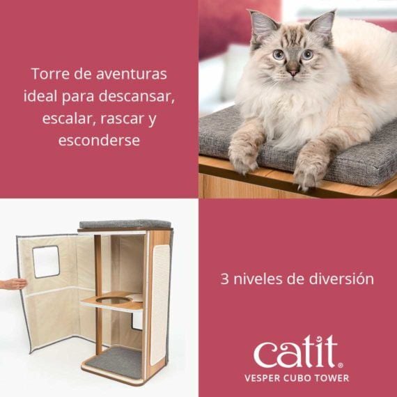 Catit Rascador Cubo Tower color Gris