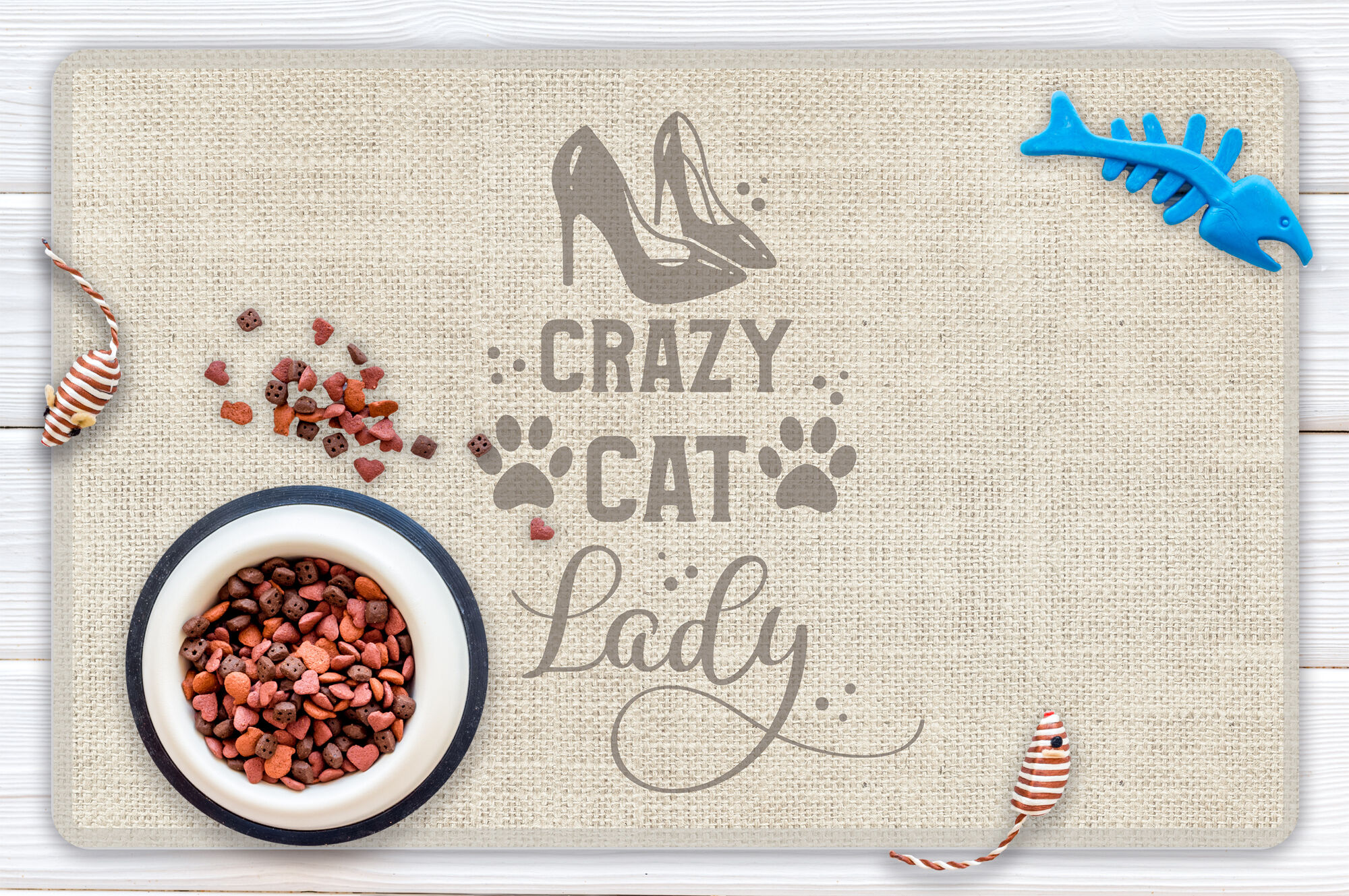 VINILIKO, alfombra de vinilo mascotas, Crazy cat lady 48x75 cm, , large Imagen numero 3