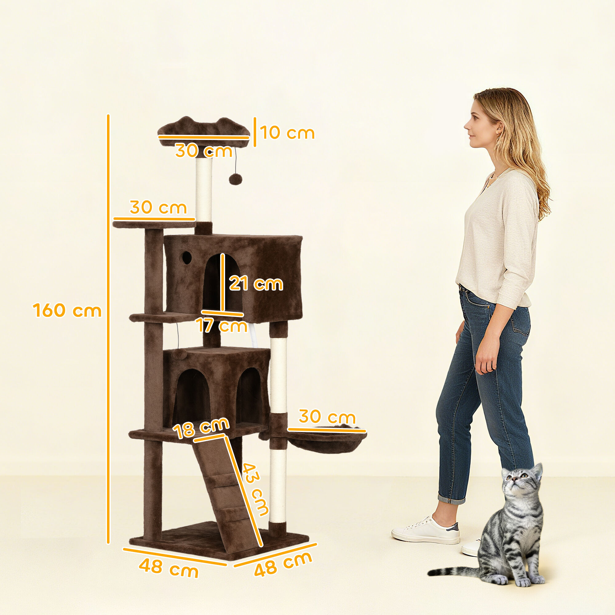 PawHut &Aacute;rbol para Gatos Marr&oacute;n, , large Imagen numero 3