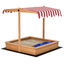 Outsunny Arenero Infantil de Madera con Techo Inclinable Ajustable en Altura y 2 Cubetas de Plástico Cajón de Arena de Jardín para Niños +3 Años 107,5x107,5x110 cm Natural, , large indicador imagen numero 1