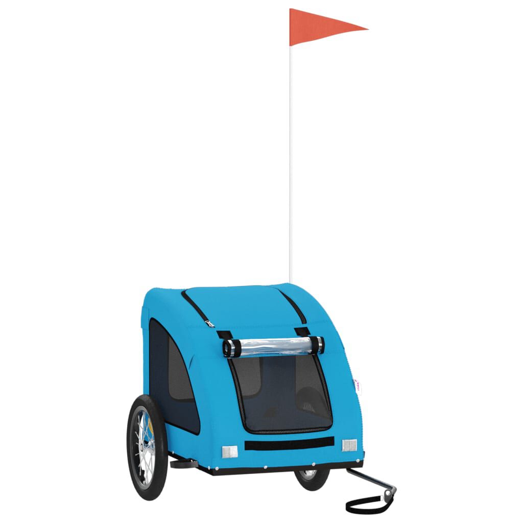 vidaXL Remolque de bicicleta para perros hierro y tela Oxford azul, , large Imagen numero 5
