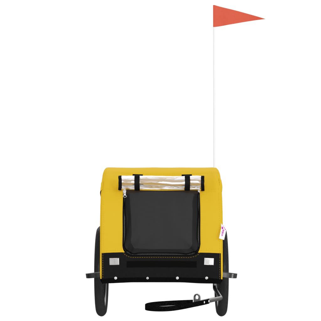 vidaXL Remolque bicicleta de perros hierro tela Oxford amarillo negro, , large Imagen numero 2