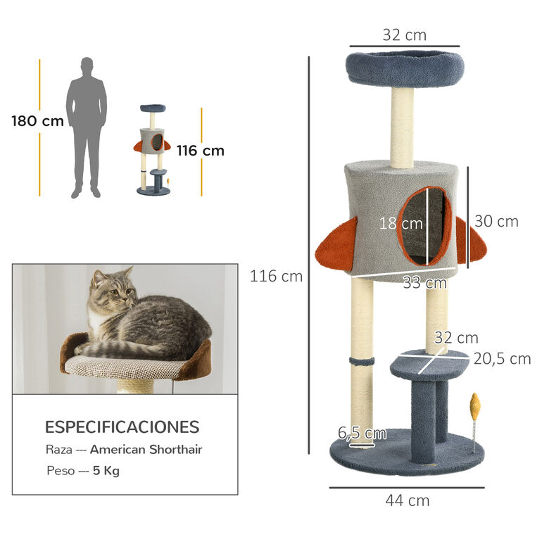 PawHut Árbol Rascador con Torre para gatos thumbnail