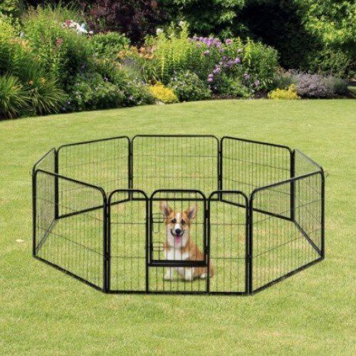 Parque con puerta doble PawHut color Negro, , large Imagen numero 2