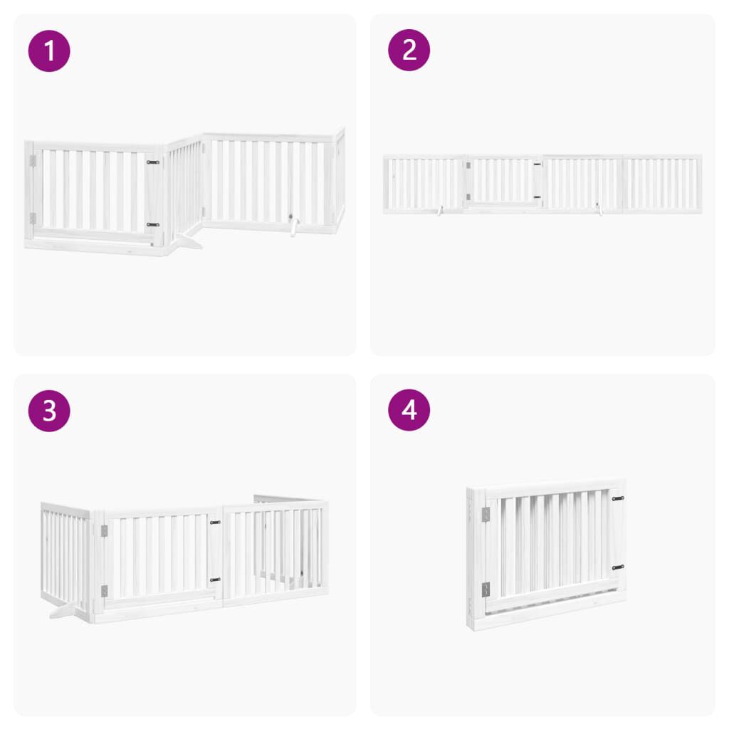 vidaXL Puerta para perros plegable 4 paneles madera &aacute;lamo blanca 320cm, , large Imagen numero 8