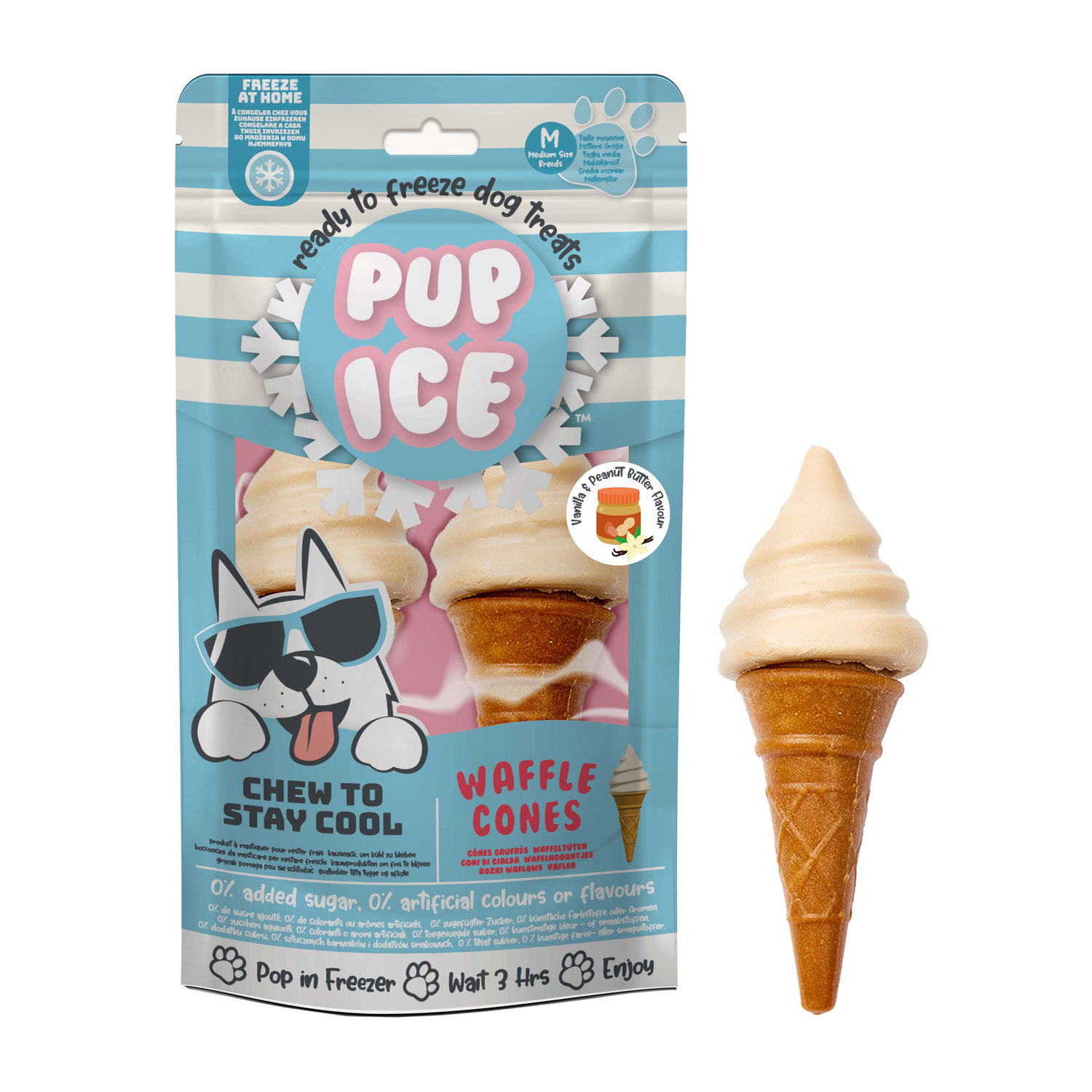 HELADO snack para perro Cucurucho VAINILLA y CACAHUETE 2 uds (110g) x 10 bolsas PUP ICE, , large Imagen numero 1