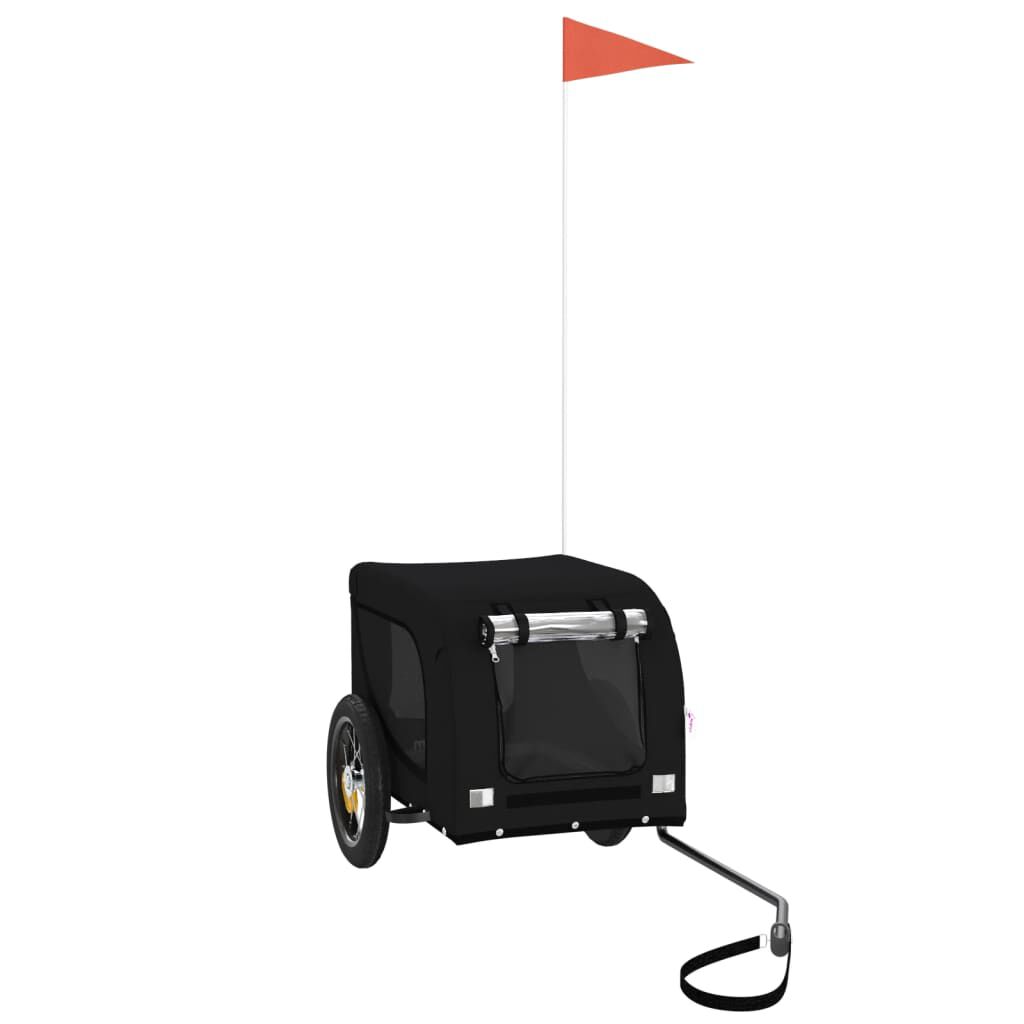 vidaXL Remolque de bicicleta mascotas hierro tela Oxford negro, , large Imagen numero 1
