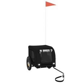 vidaXL Remolque de bicicleta mascotas hierro tela Oxford negro
