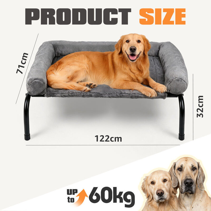 Nobleza Cama Elevada Sof&aacute; para Perros (XL-122*71*32cm) - Cama 2 en 1 Invierno/Verano con Coj&iacute;n de Felpa Desmontable, Cama T&eacute;rmica y Transpirable para Exterior e Interior, Gris, , large Imagen numero 3