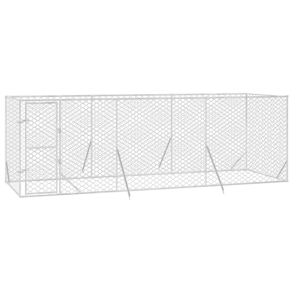 vidaXL Perrera de exterior acero galvanizado plateado 4x4x2 m, , large Imagen numero 33