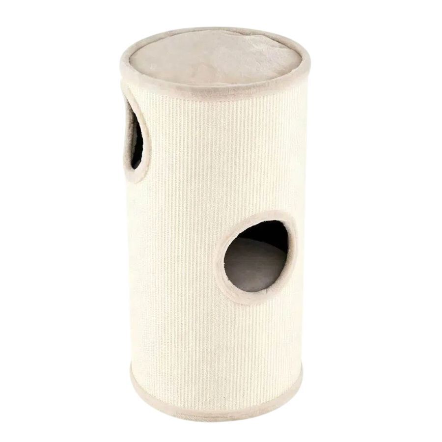 COSTWAY 70 cm Barril Rascador para Gatos de 4 Niveles, Torre Gato Rascador con Almohadilla para Rascar de Sisal, Cama Acolchada, Condominio para Gato Forma Barril, Beige, , large Imagen numero 1