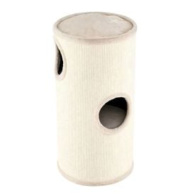 COSTWAY 70 cm Barril Rascador para Gatos de 4 Niveles, Torre Gato Rascador con Almohadilla para Rascar de Sisal, Cama Acolchada, Condominio para Gato Forma Barril, Beige