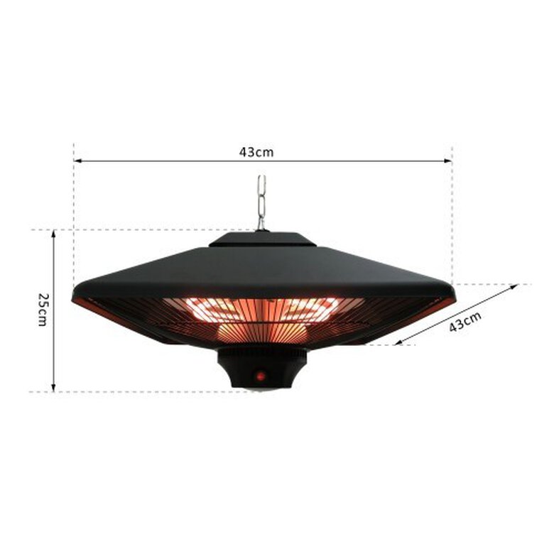 Estufa colgante Outsunny para techo con control remoto color Negro, , large image number null