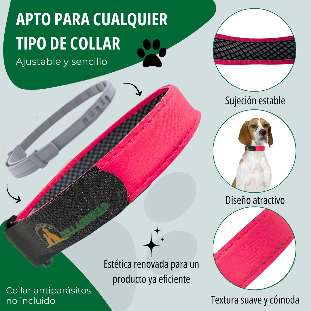 COLLARWRAP Funda Collar Antiparasitario Rosa para perros thumbnail
