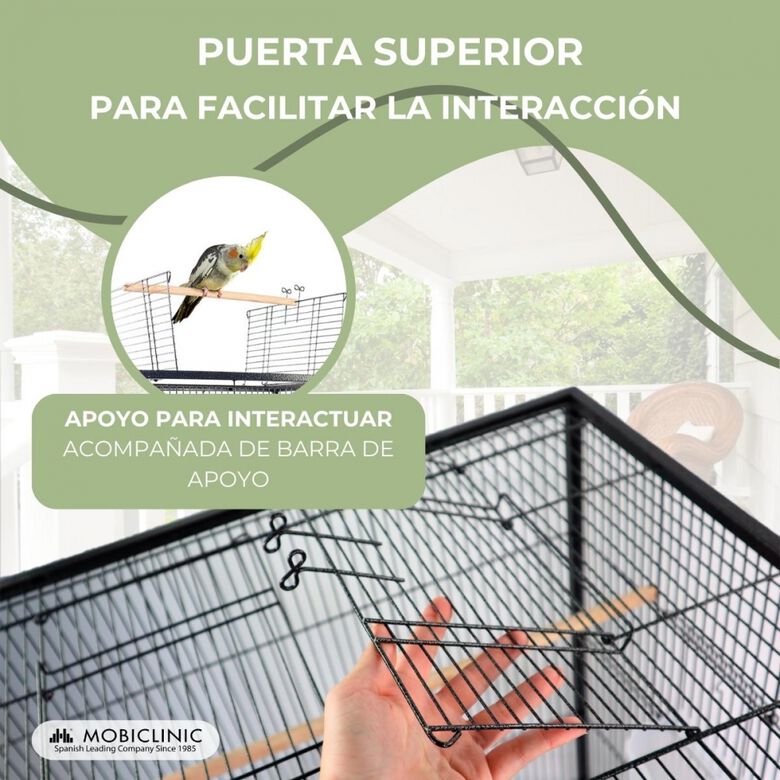 Mobiclinic Jaula para pájaros 8 puertas Comederos y bebederos Con Ruedas Ninfa thumbnail