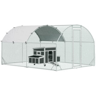 PawHut Conjunto de Gallinero Gris Oscuro para gallinas 