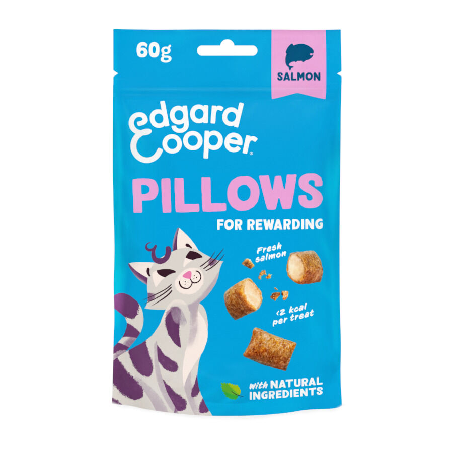 4 bolsitas x 60 g Edgard & Cooper Bocaditos Pillows de salmon para gatos &iexcl;Pack Ahorro!, , large Imagen numero 1