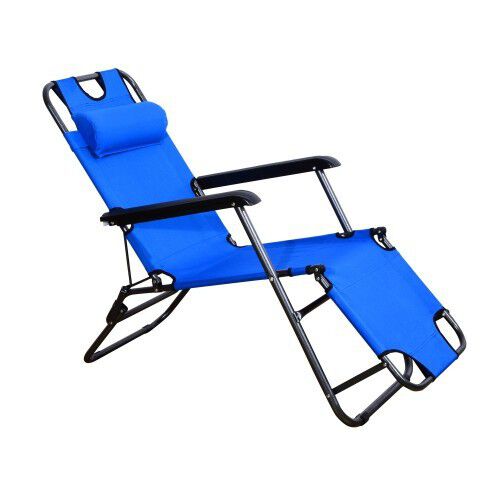 Tumbona reclinable Outsunny de Jard&iacute;n color Azul, , large Imagen numero 2