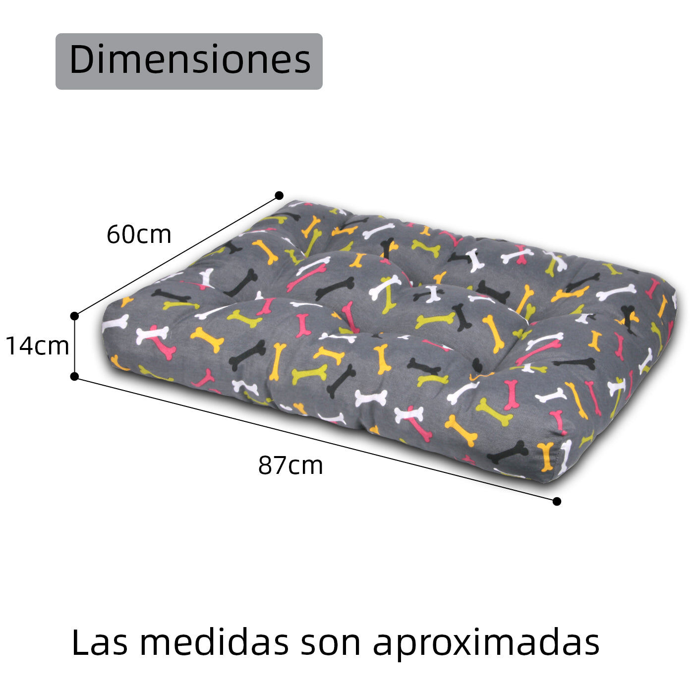 HOME MERCURY- Cama de Mascota, Colch&oacute;n para Perro, Colchoneta Reversible Estampada Relleno de Espuma para Interior y Exterior. (Medium, Huesos), , large Imagen numero 4