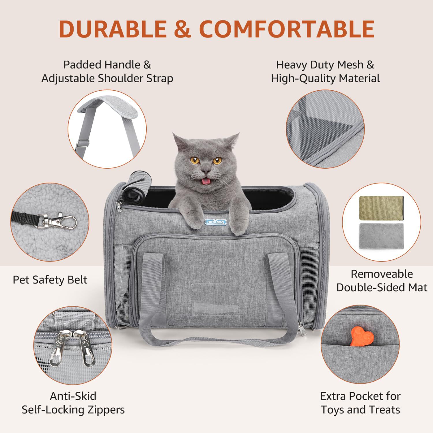 Nobleza Transportin Gato Perro Extensible， Bolsa de Transporte para Mascotas Plegable Transpirable， Aerol&iacute;nea Aprobada con Correa de Hombro Ajustable +Taz&oacute;n Plegable, , large Imagen numero 5