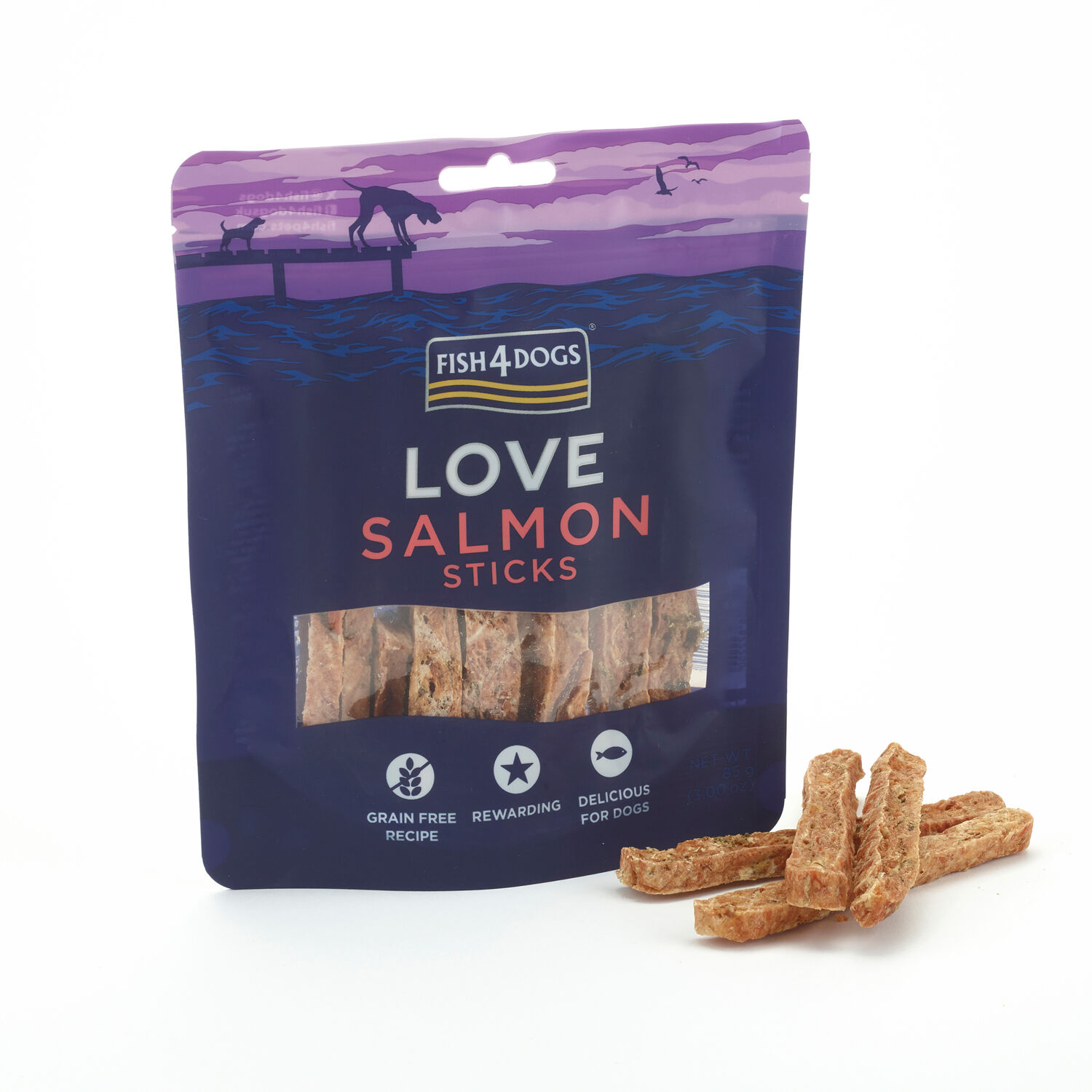 Fish4Dogs Snack para perros &ndash; Love Salm&oacute;n Sticks 85 g (pack de 10), , large Imagen numero 1