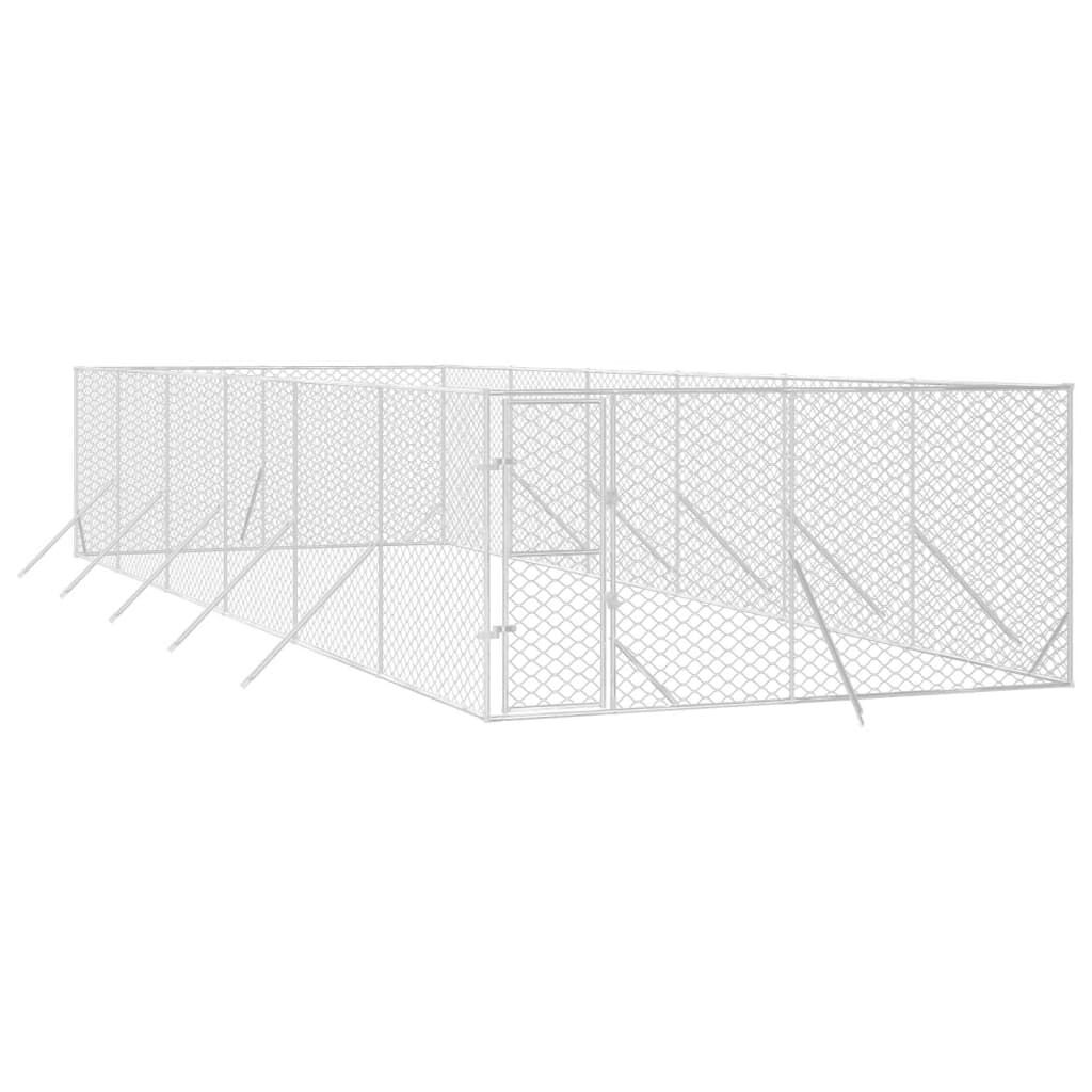 vidaXL Perrera de exterior acero galvanizado plateado 4x4x2 m, , large Imagen numero 30