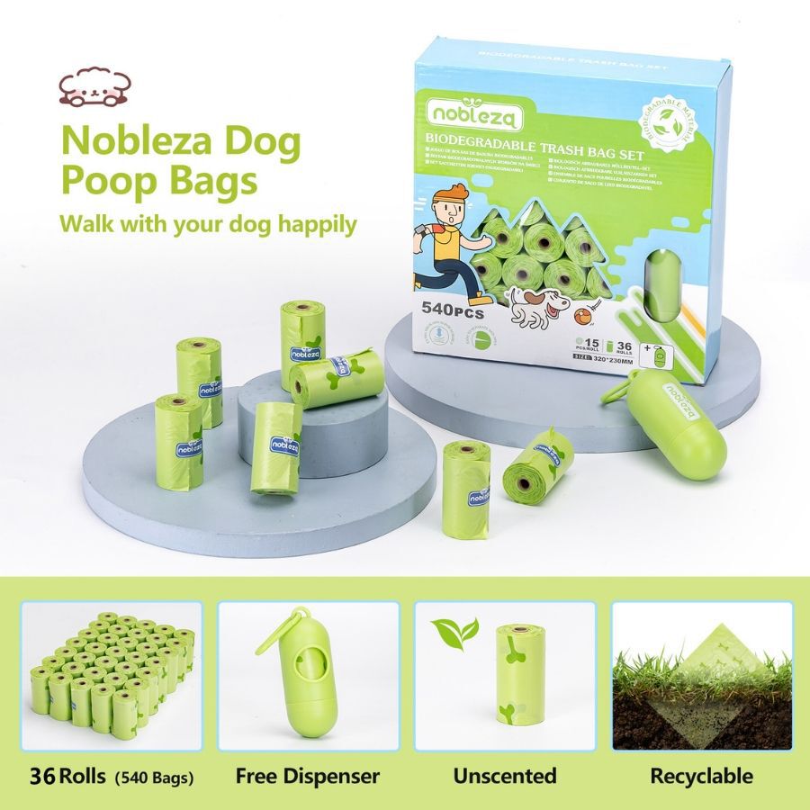 Nobleza Bolsas Caca Perro, Biodegradables, 540 bolsas con Dispensador, Extra Grueso, A Prueba de Fugas, Bolsitas caca Perro, Dog Poop Bag, 36 Rollos, , large Imagen numero 2