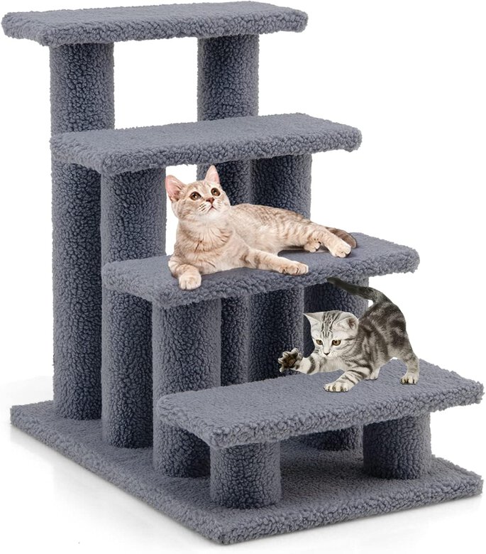 COSTWAY Rascador para Gatos Árbol Juguete Cama Escalador Cat Scratch (Gris)