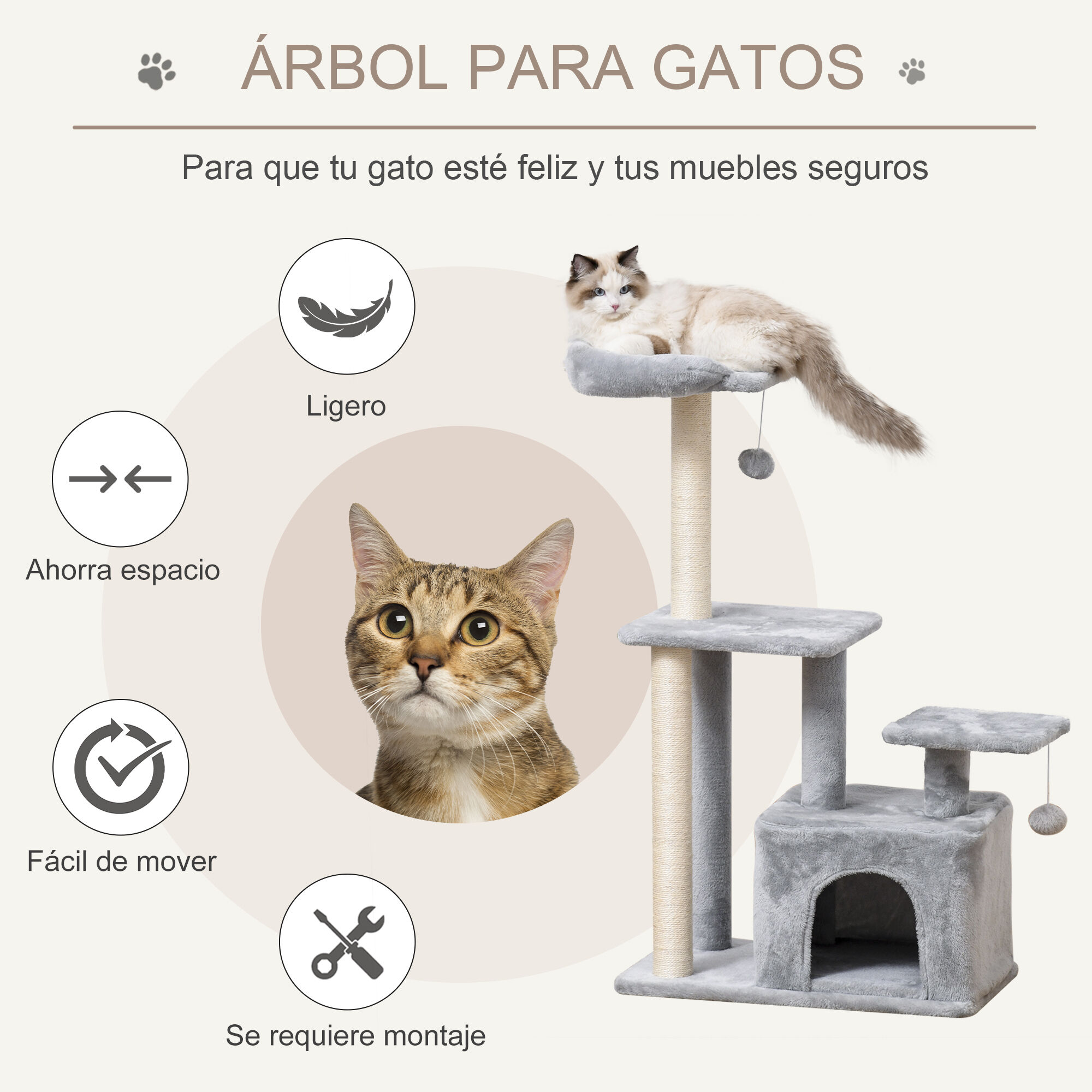 PawHut Rascador Gris para Gatos thumbnail