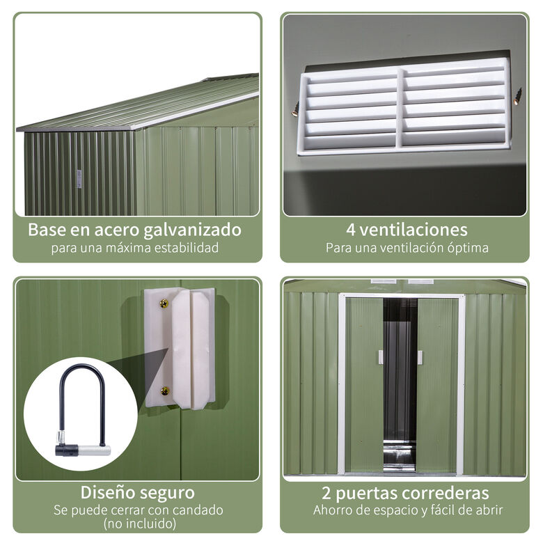 Outsunny Caseta de Jardín Metálica para Almacenamiento de Herramientas con Base Incluida thumbnail