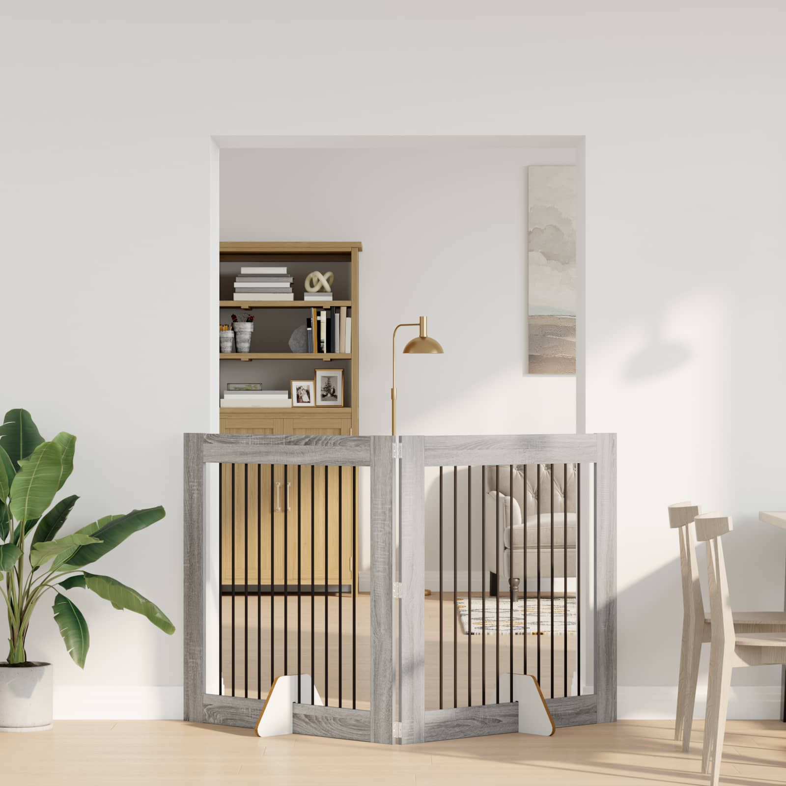 vidaXL Puerta de perro con soportes Madera de ingenier&iacute;a Contenci&oacute;n Mascotas, , large Imagen numero 3