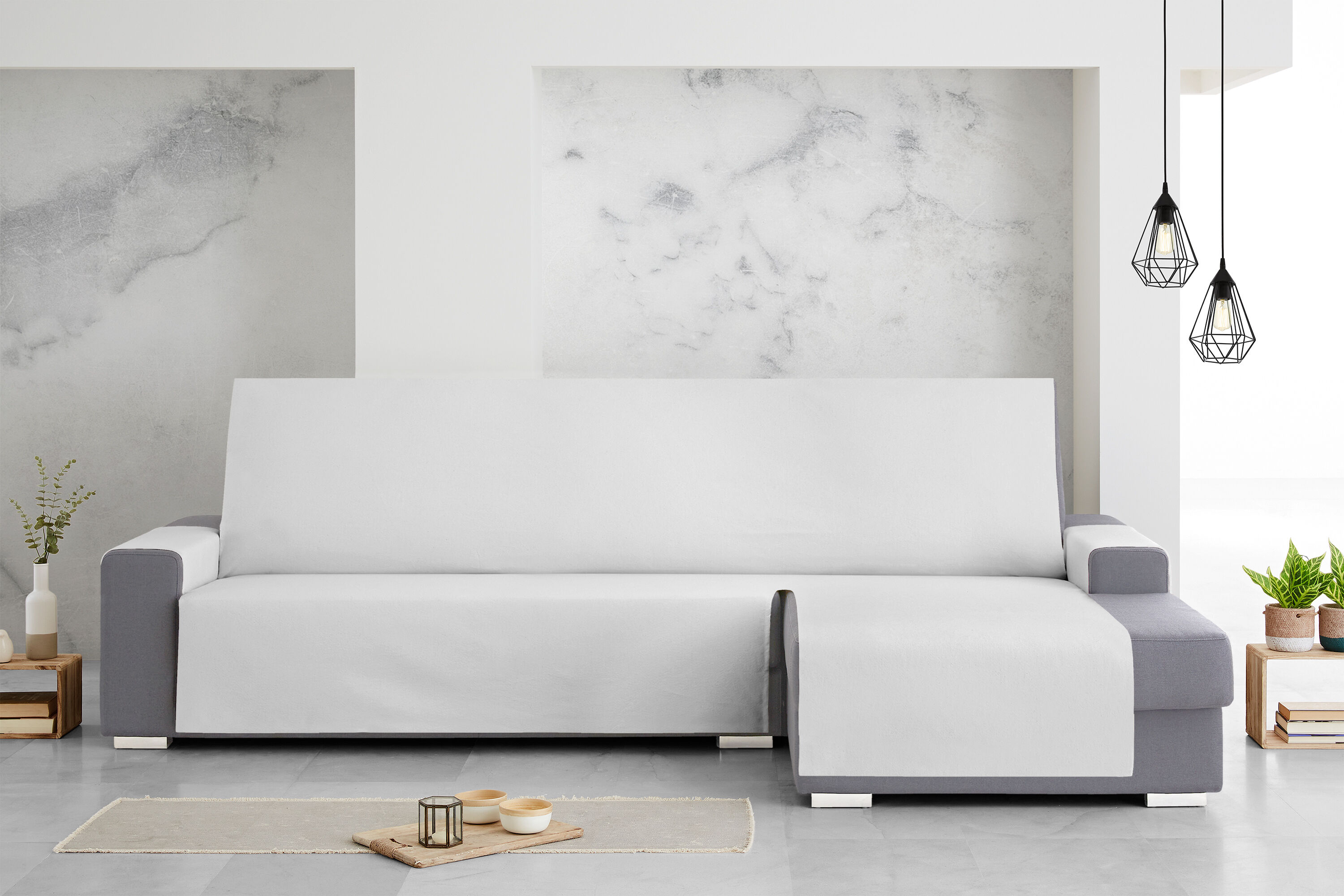 Protector Cubresofa Sofa Chaise Longue Derecha Extra Royale 290 cm. Color Gris, , large Imagen numero 3