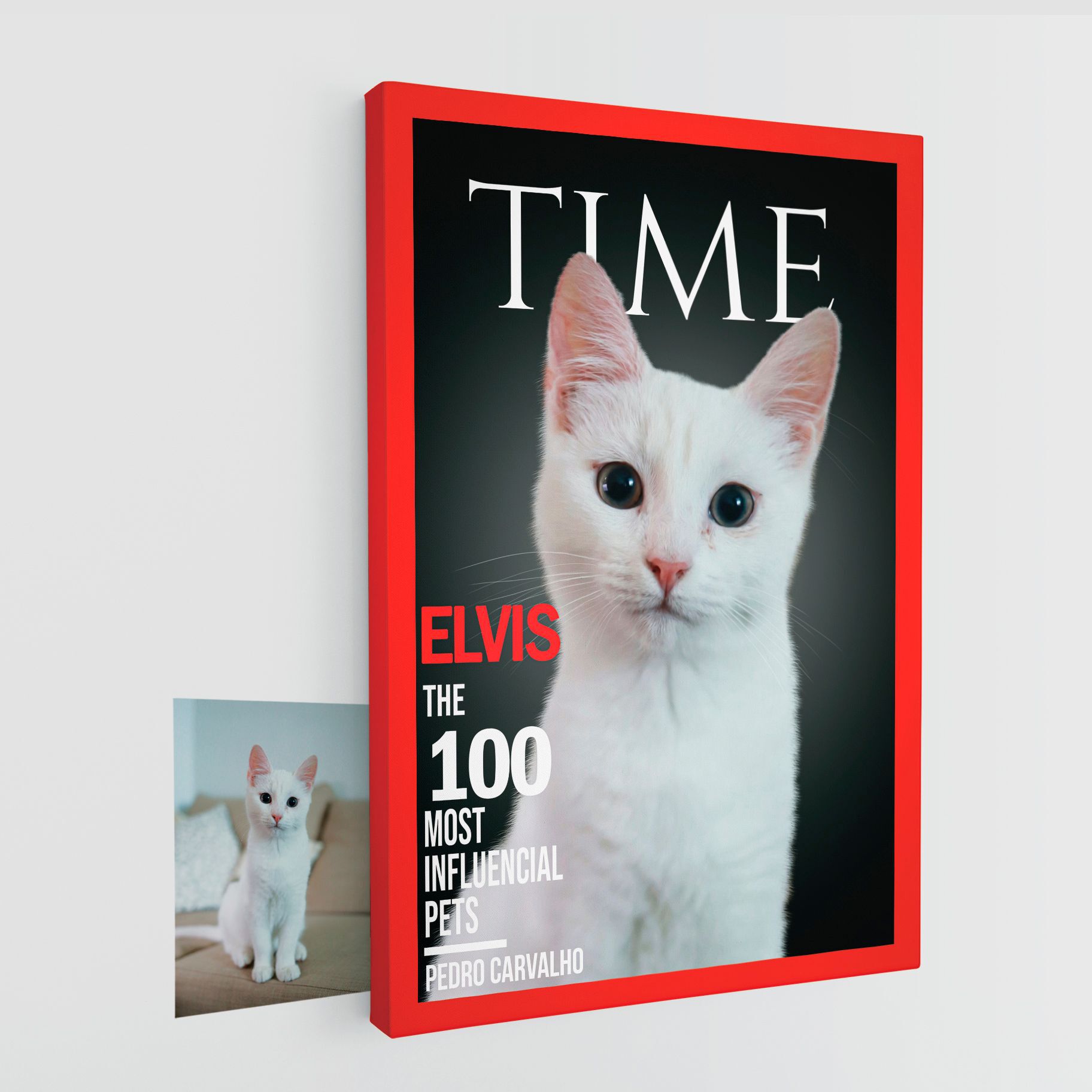 Pet Story Retrato Personalizado de Mascota Lienzo Portada de la revista Time thumbnail