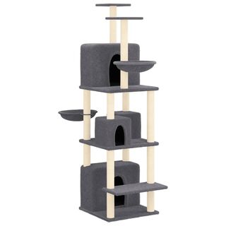 VidalXL Rascador gris oscuro con cama para gatos