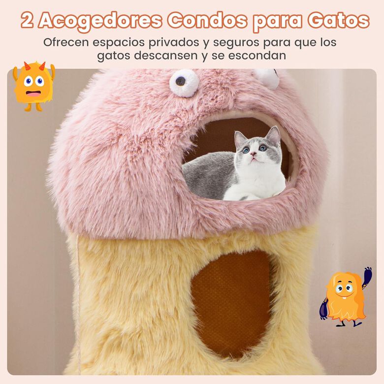 COSTWAY Árbol Rascador Rosa y Amarillo para Gatos thumbnail