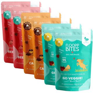 FlooppBITES soft snacks naturales pack de 3 sabores variados para perros