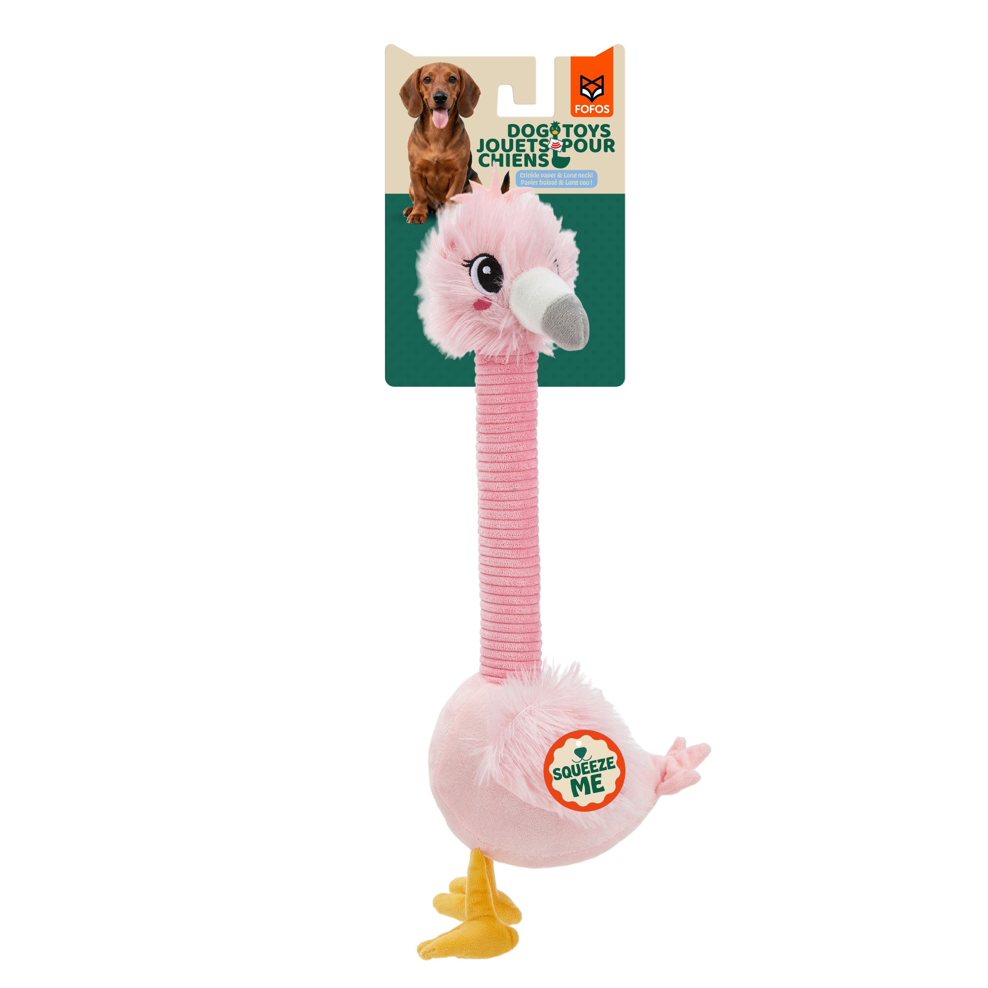 Juguete para Perro de Cuello Largo con Sonido Crinkle &ndash; Flamenco, , large Imagen numero 1