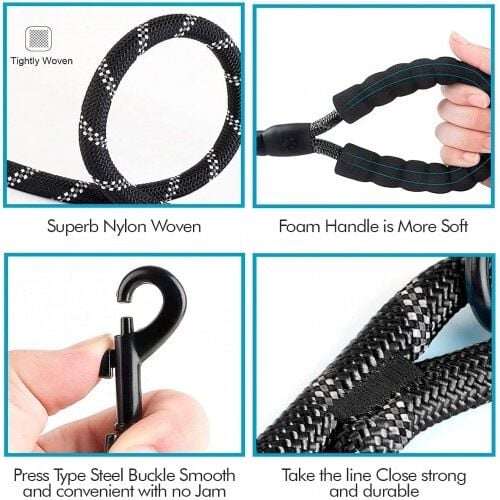 Edipets correa de adiestramiento con mango acolchado negra para perros thumbnail