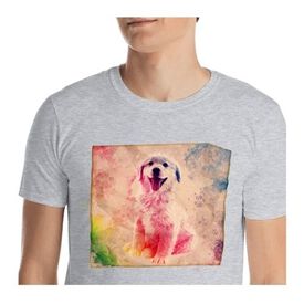 Mascochula camiseta hombre lienzo personalizada con tu mascota gris